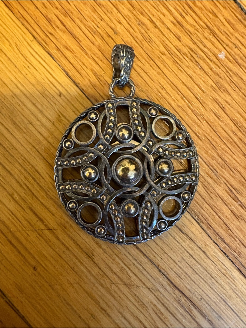 John Hardy Silver-Tone Filigree Round Pendant Necklace
